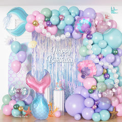 Ouddy Party mermaid balloon arch with 142pcs creates a stunning photo backdrop