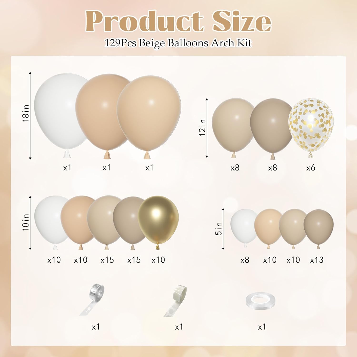 Ouddy Party neutral 12-inch beige confetti balloons add chic accents