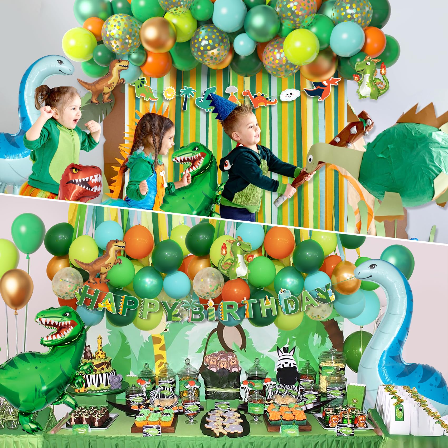 Ouddy Party orange dinosaur foil balloon enhances energetic party visuals