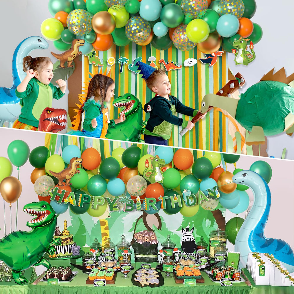 Ouddy Party orange dinosaur foil balloon enhances energetic party visuals