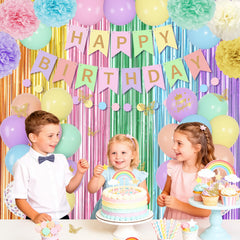 Ouddy Party paper pom poms add soft color and texture.