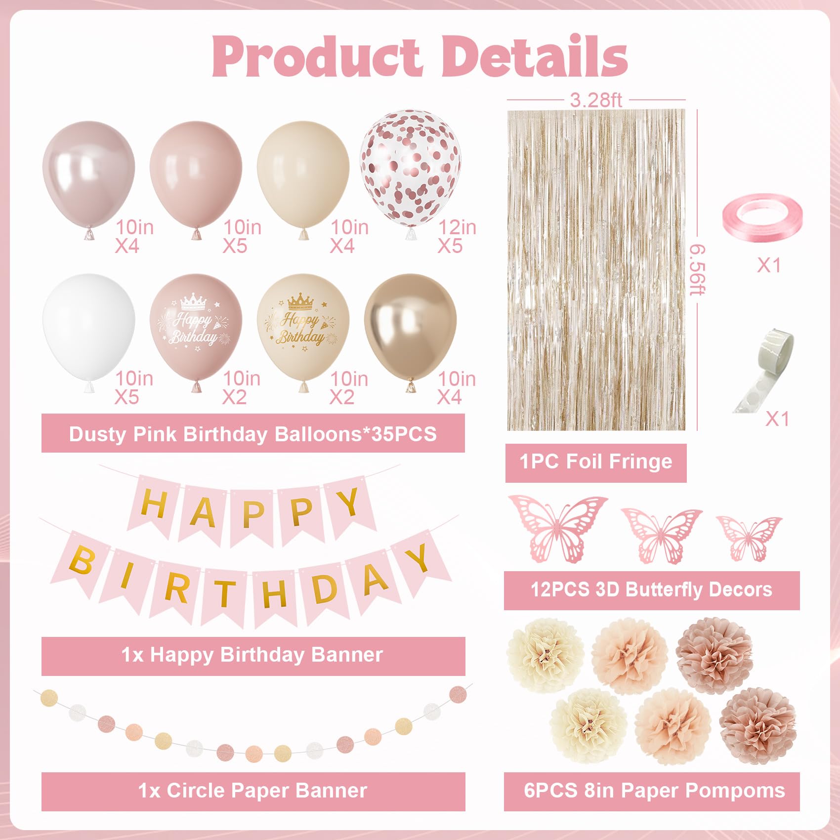 Ouddy Party pearl pink double-stuffed balloons add elegant texture.