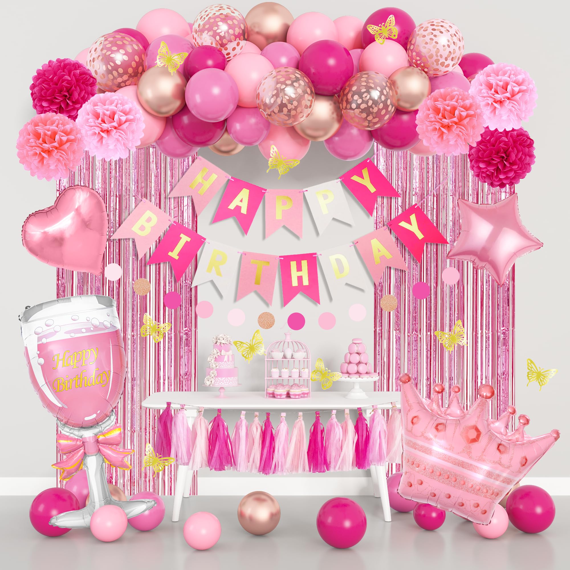 Ouddy Party pink birthday banner highlighting celebration decor and style