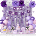 Ouddy Party purple confetti balloons brighten the birthday setup with festive flair
