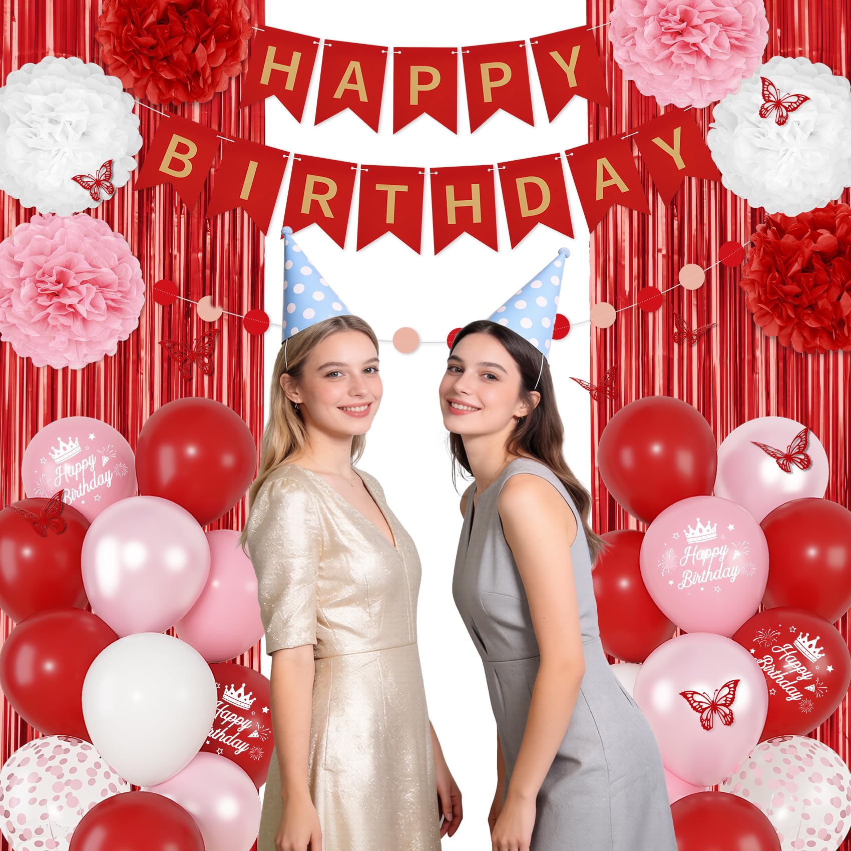 Ouddy Party banner reads happy birthday with charm