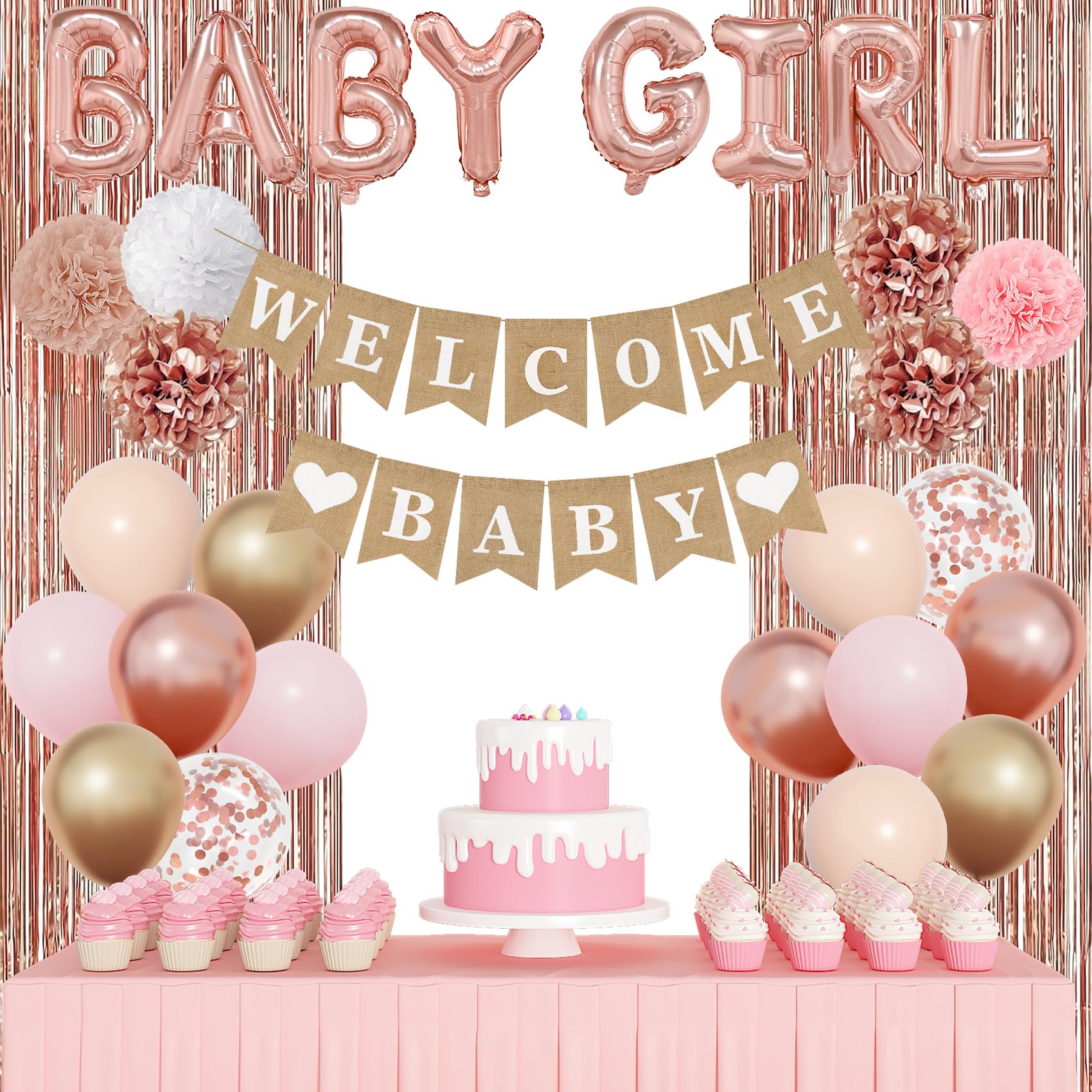 Ouddy Party rose gold fringe curtain creates a shimmering entrance backdrop