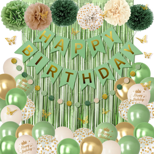 Ouddy Party sage green 10-inch balloons in sand white green metallic for color pops