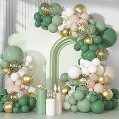 Ouddy Party sage green 18-inch balloons form a striking arch for memorable photos.