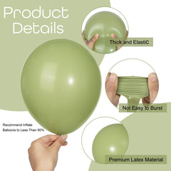 Ouddy Party sage green 10in balloons closeup for versatile backdrops