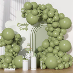 Ouddy Party sage green 18in balloons forming an arch kit for stylish celebrations