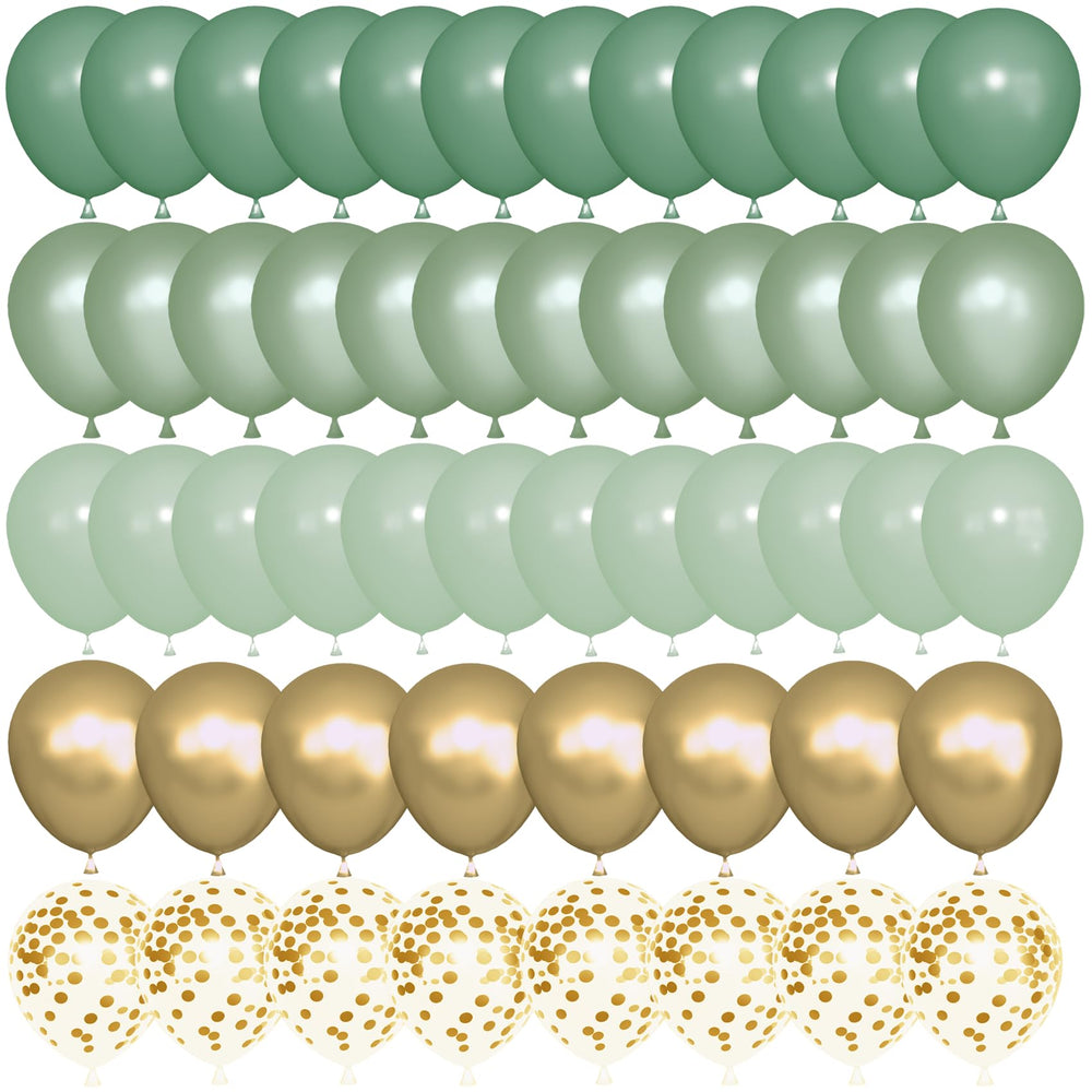 Ouddy Party sage green balloons 72-piece set with pearl finish for elegant event decor