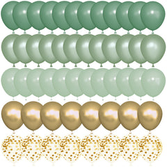 Ouddy Party sage green balloons 72-piece set with pearl finish for elegant event decor
