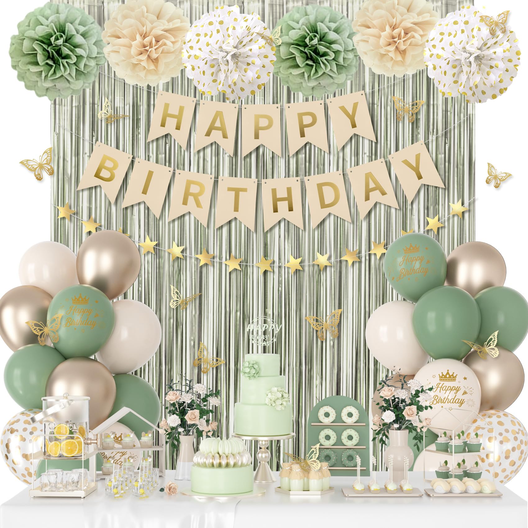 Ouddy Party sage-green confetti balloons 12 inch for festive birthdays