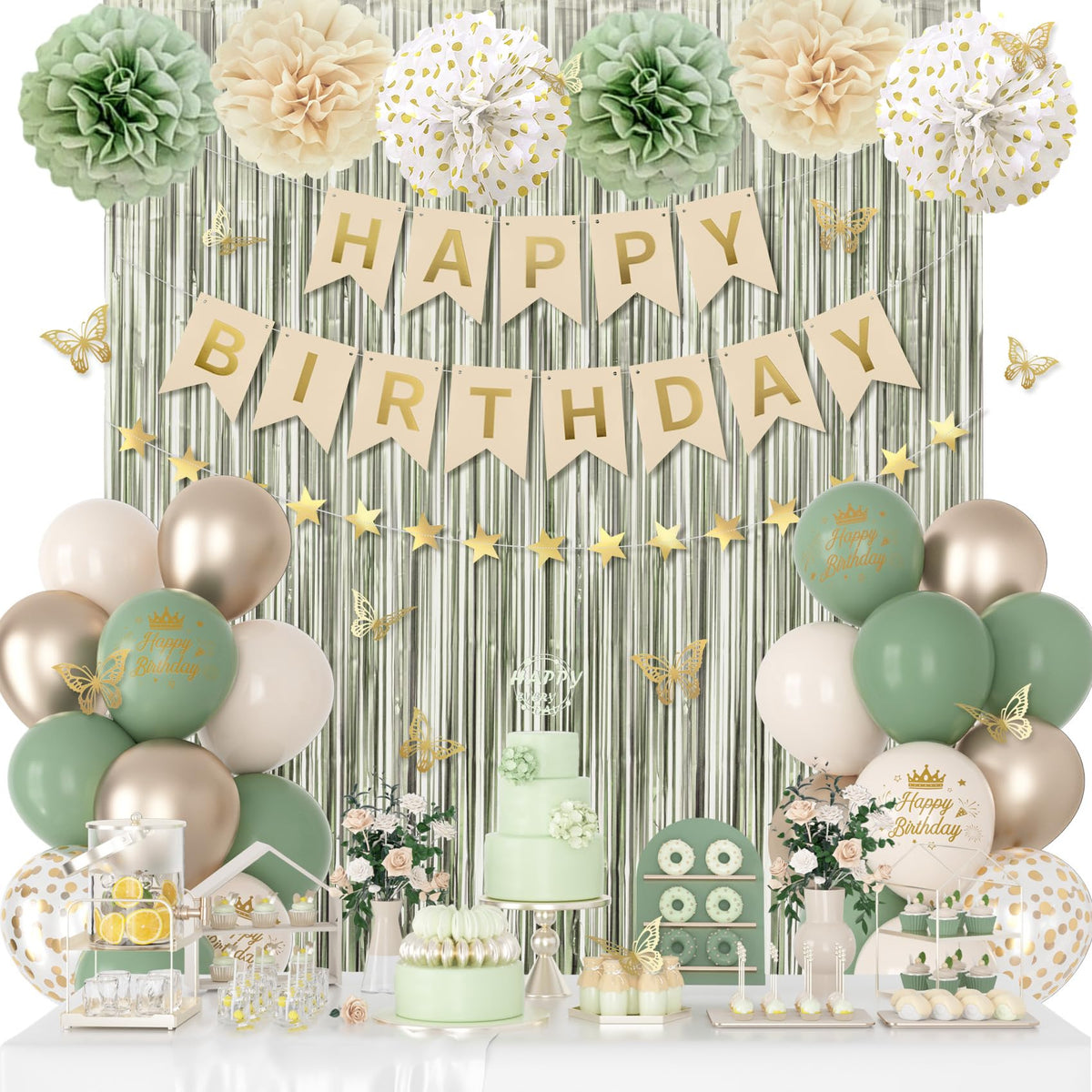 Ouddy Party sage-green confetti balloons 12 inch for festive birthdays