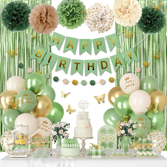 Ouddy Party sage green confetti balloons 12-inch for festive birthday decor