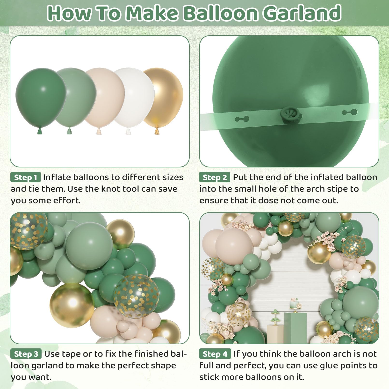 Ouddy Party mixed 10/5-inch balloons balance color and size for a cohesive display.