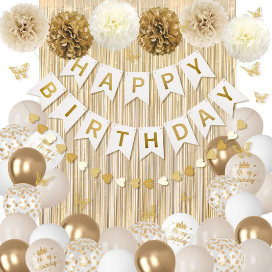 Ouddy Party sand white 10in balloons add subtle color to cake-area décor.