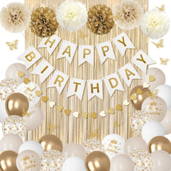 Ouddy Party sand white 10in balloons add subtle color to cake-area décor.
