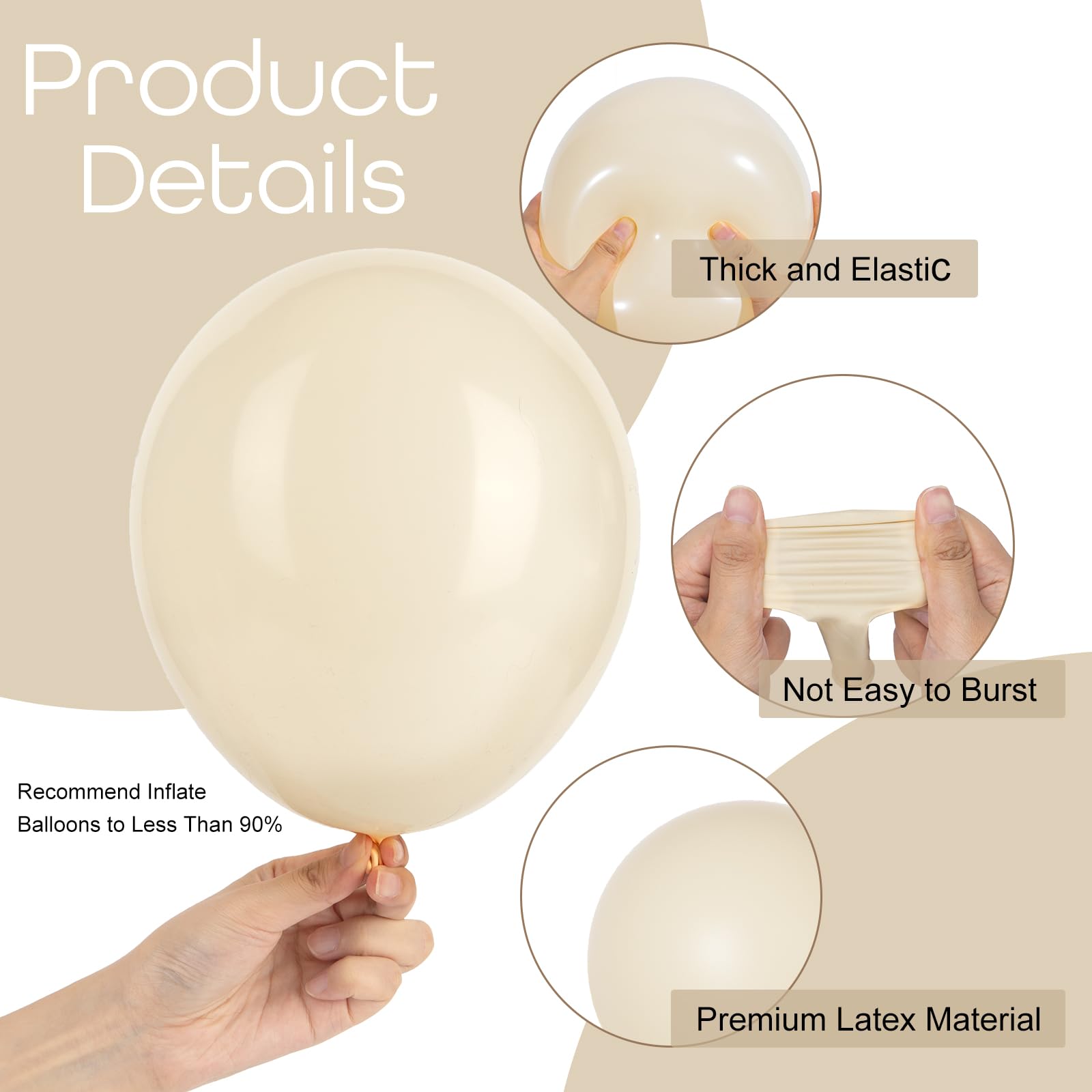 Ouddy Party sand-white 10in balloons for versatile garlands and centerpieces