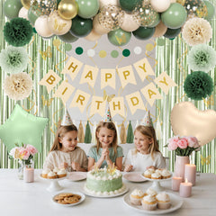Ouddy Party tissue tassels in sage green for whimsy.