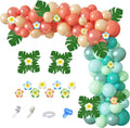 Ouddy Party tropical balloon garland arch setup for vibrant luau party decor