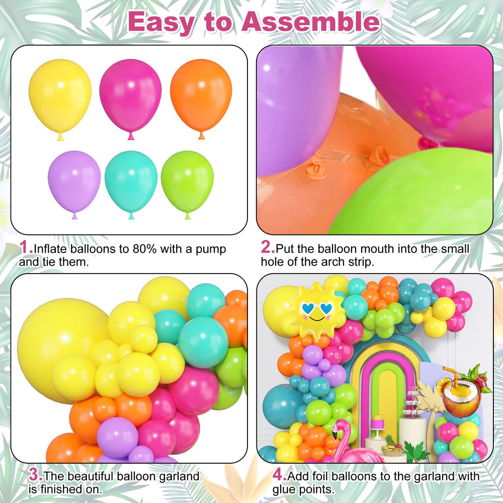 Ouddy Party 10in tropical balloons for colorful garland and arch accents