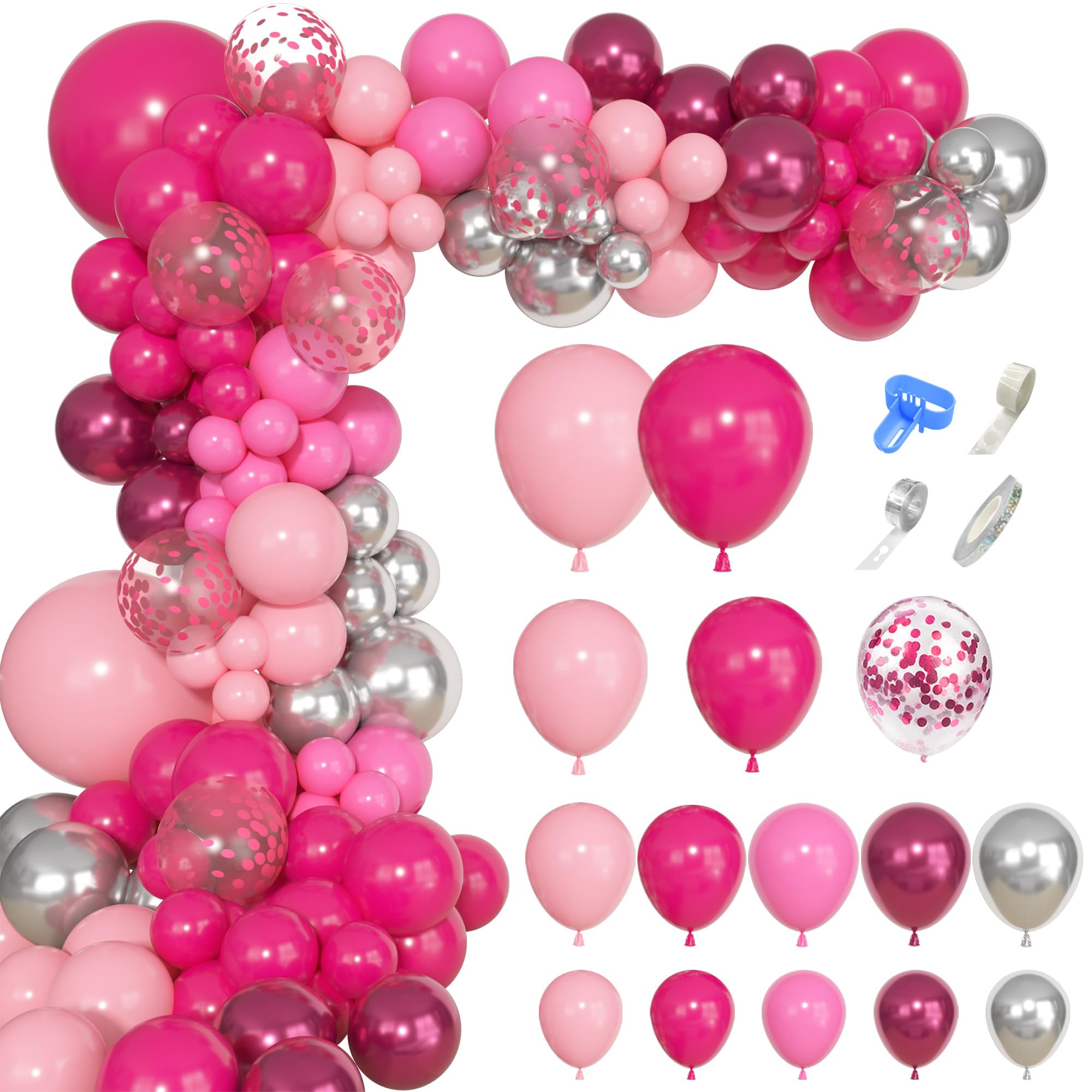 Ouddy Party pink confetti 12-inch balloon adds festive sparkle