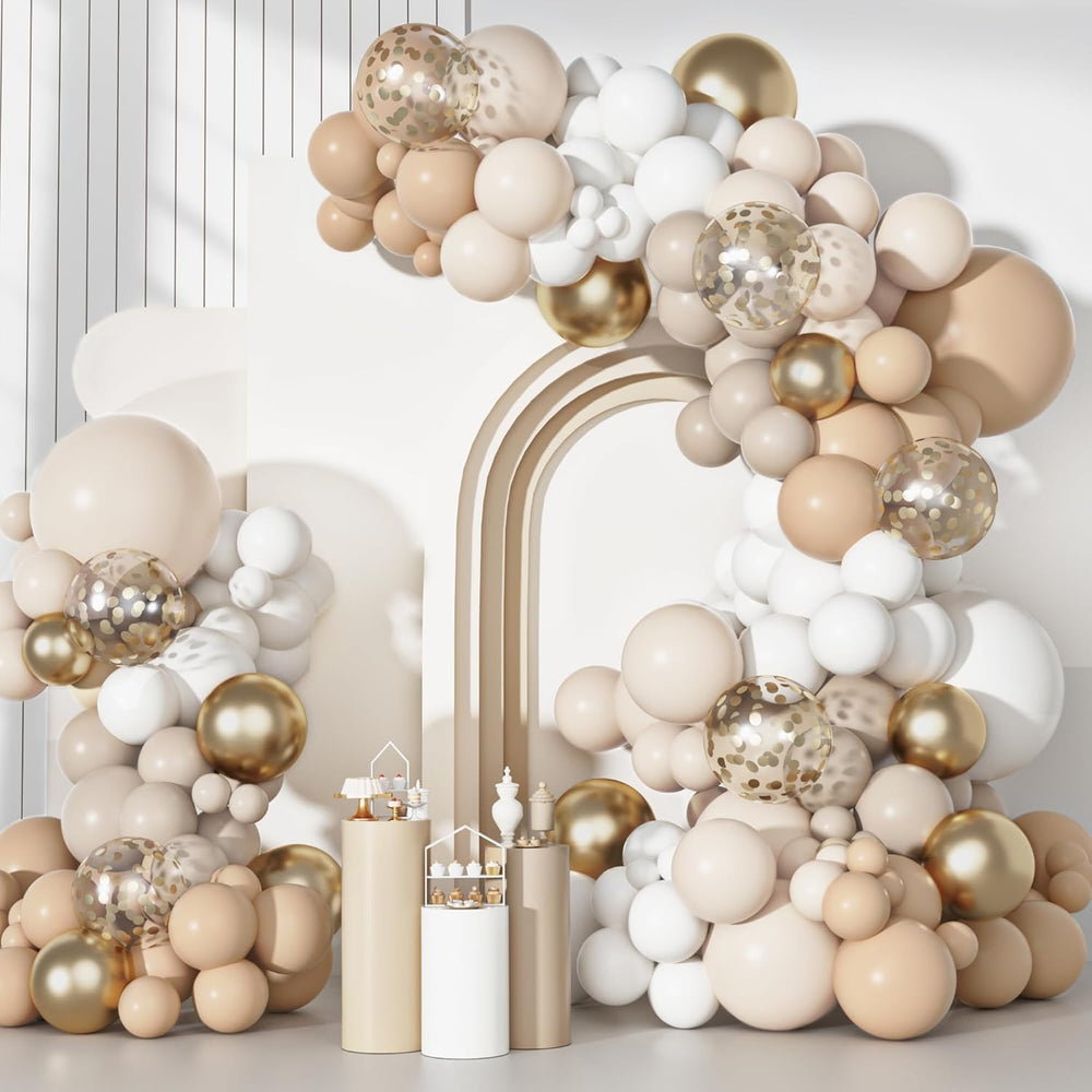Ouddy Party white sand gold 18-inch balloons for an elegant wedding backdrop