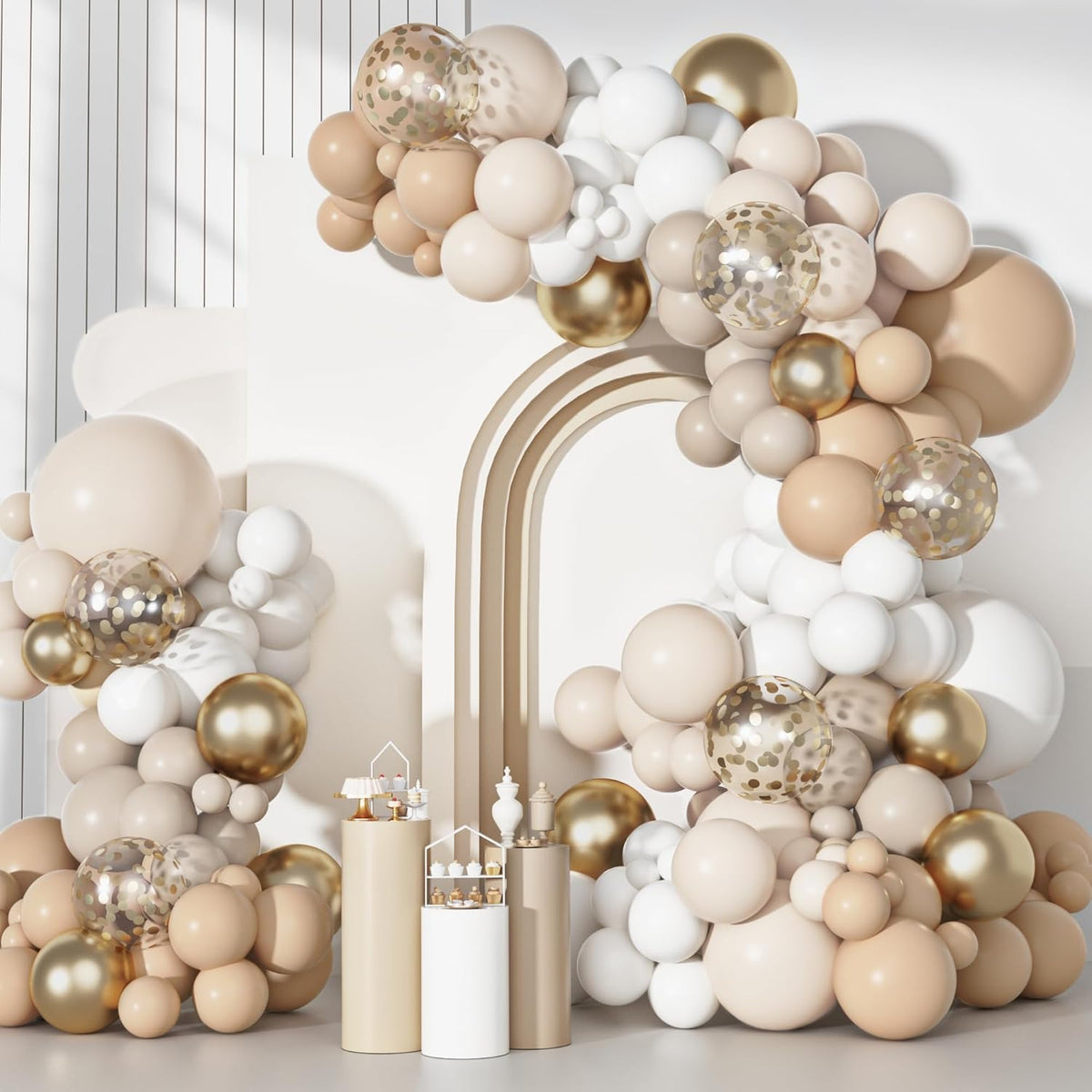 Ouddy Party white sand gold 18-inch balloons for an elegant wedding backdrop