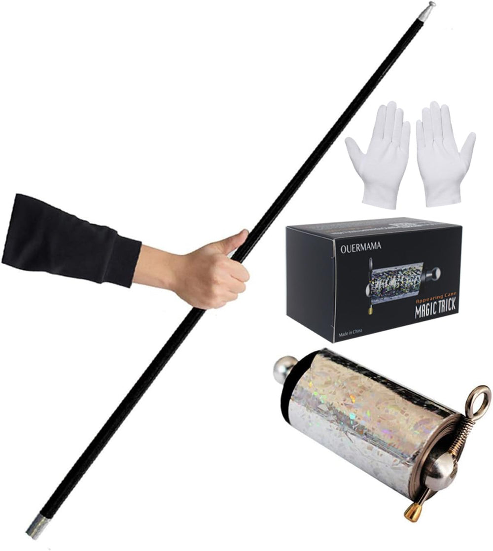 OUERMAMA metal appearing cane in black for durable stage effects.
