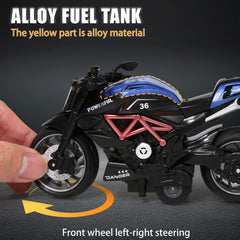 OUFOTAT black pull-back motorcycle set designed for durable, rough play
