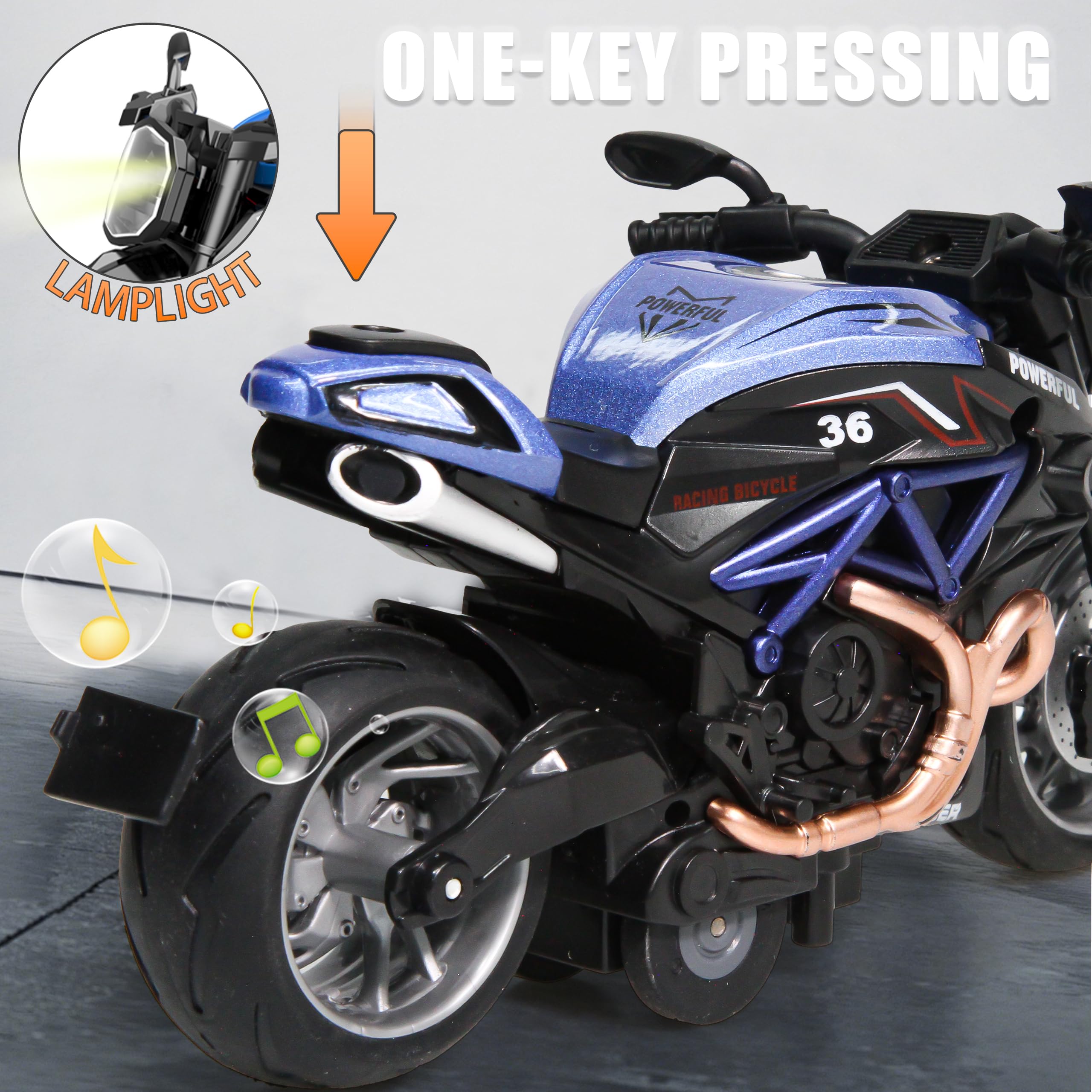 OUFOTAT yellow pull-back motorcycle with scratch-resistant finish for everyday fun