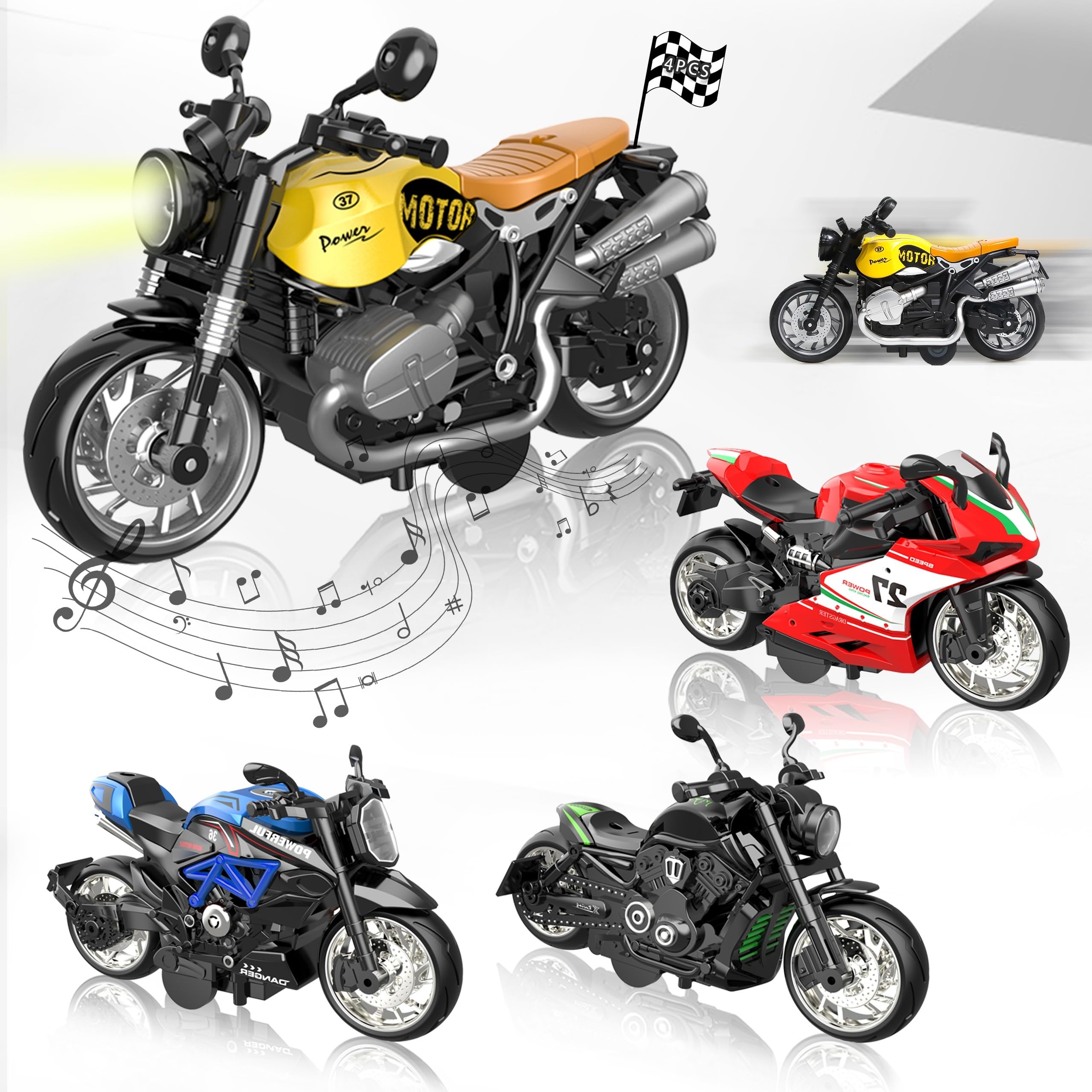 OUFOTAT Kids Motorcycle with light up features and sound effects for immersive play
