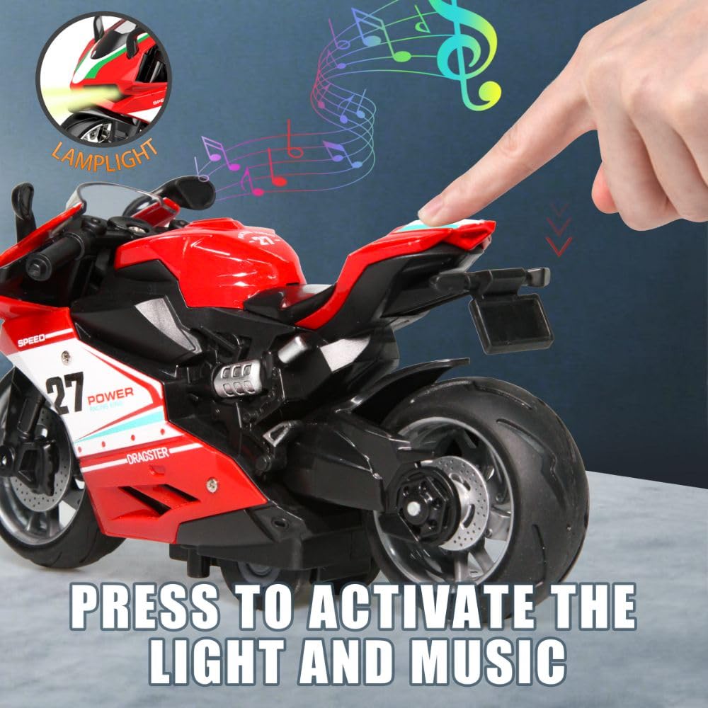 OUFOTAT Kids Motorcycle featuring a steering wheel to support motor control