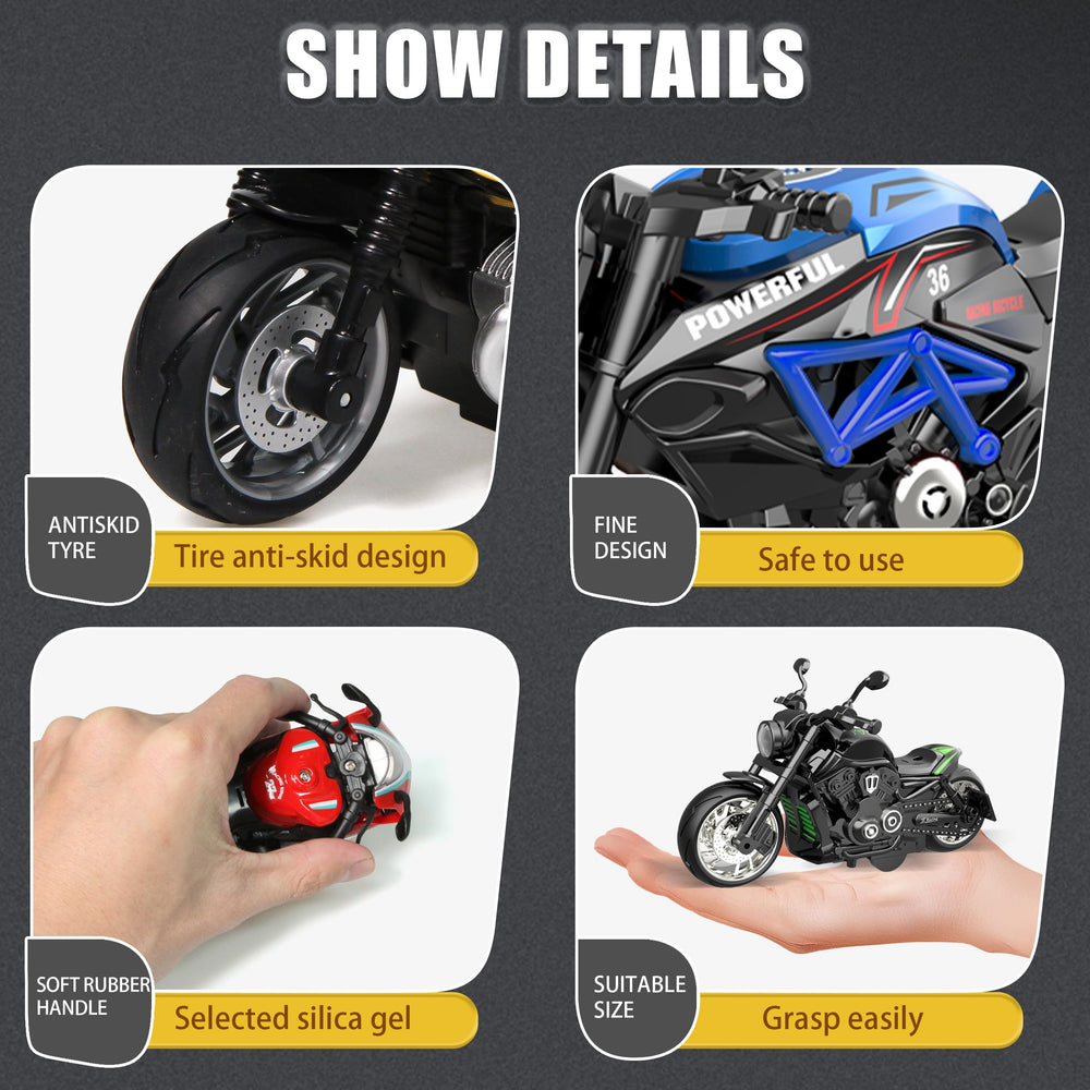 OUFOTAT pull back motorcycle die cast frame close up shows craftsmanship