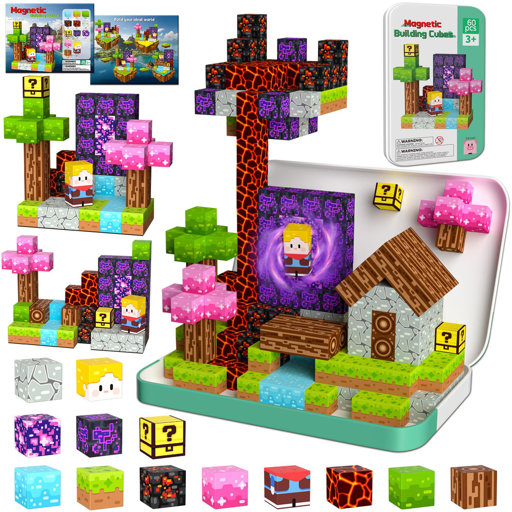 OUGUI 60-piece magnetic blocks travel case for on-the-go STEM play
