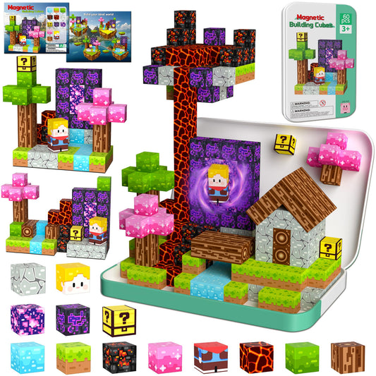 OUGUI 60-piece magnetic blocks travel case for on-the-go STEM play