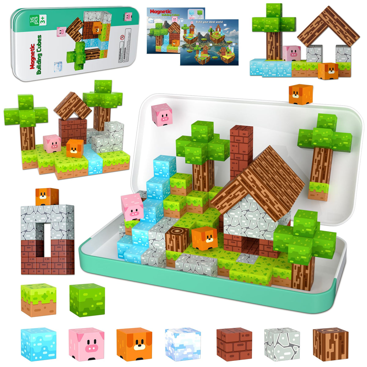 OUGUI Mini Magnetic Blocks with iron box for easy travel playtime.