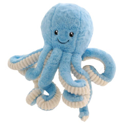 OUKEYI octopus plush blue front view, ultra-soft fabric for cozy hugs