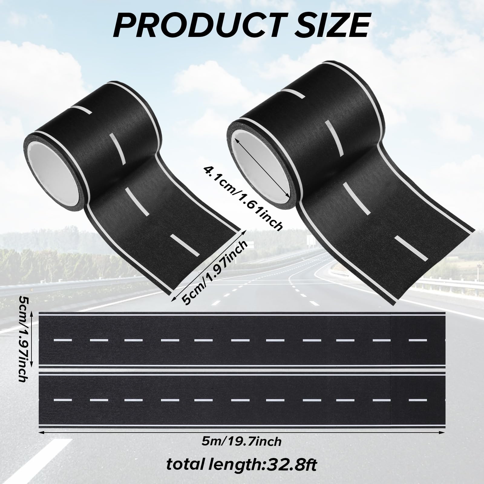 Ouligay black road tape for track with bold lines for racing layouts