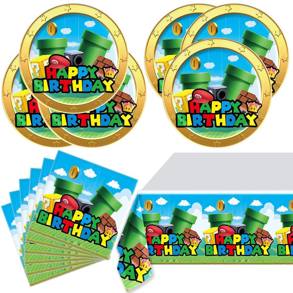 OULUN Super Bros plates for 20 guests add color and convenience to your party.