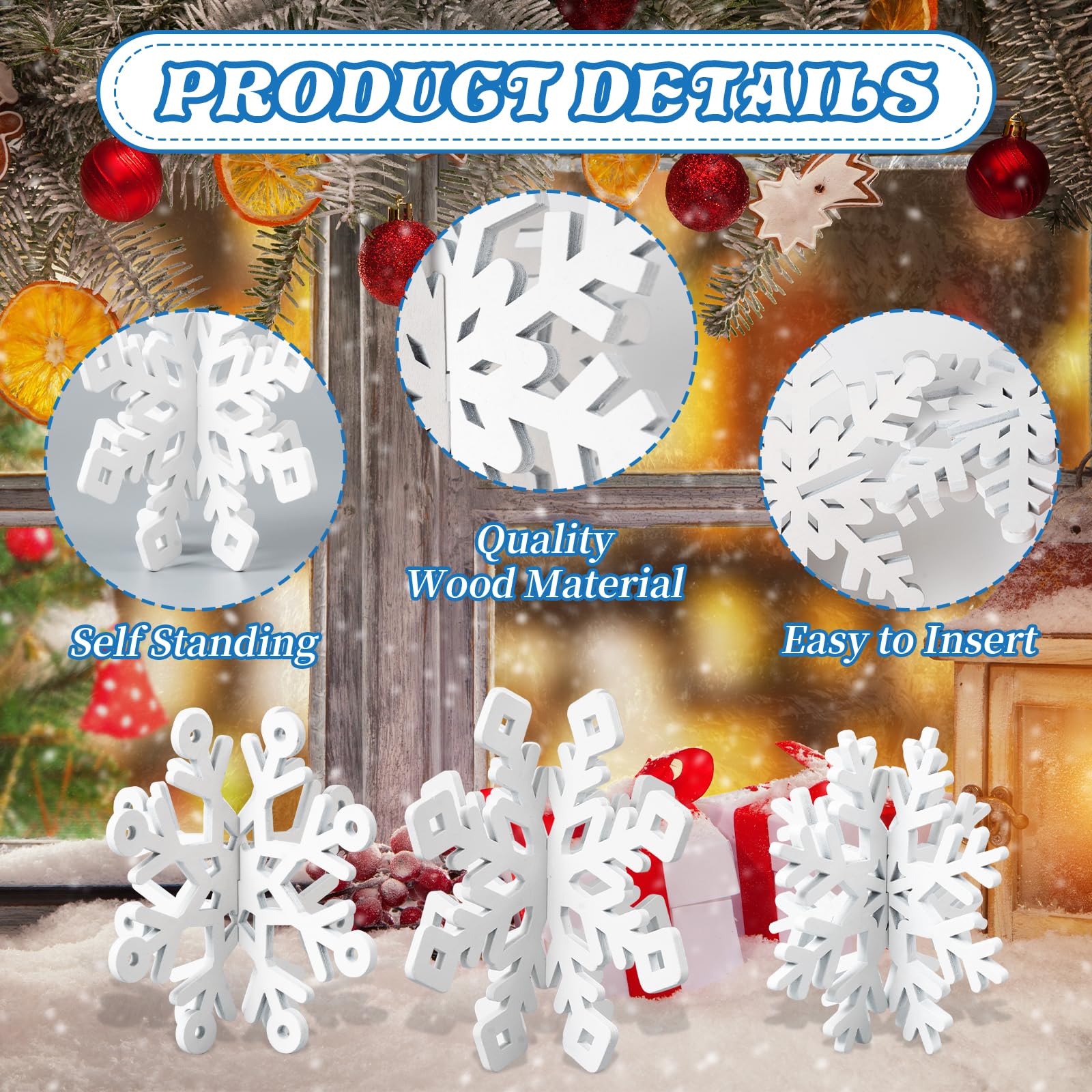 OuMuaMua 6-pack snowflakes centerpieces for elegant dining room decorations.