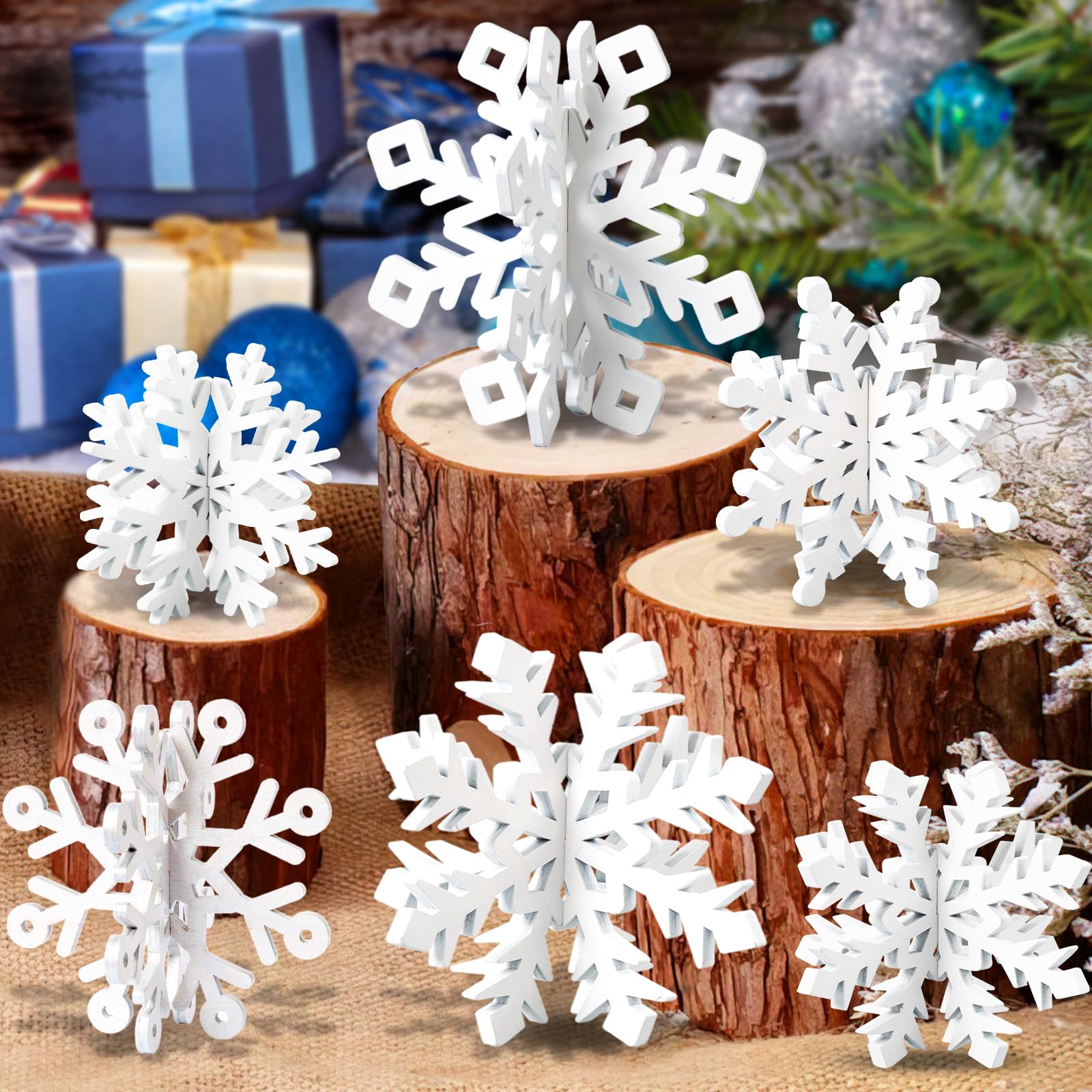 OuMuaMua 6-set snowflake table centerpieces for festive decor and easy setup.