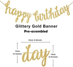 OuMuaMua glittery banner and garland create a high-end party look.