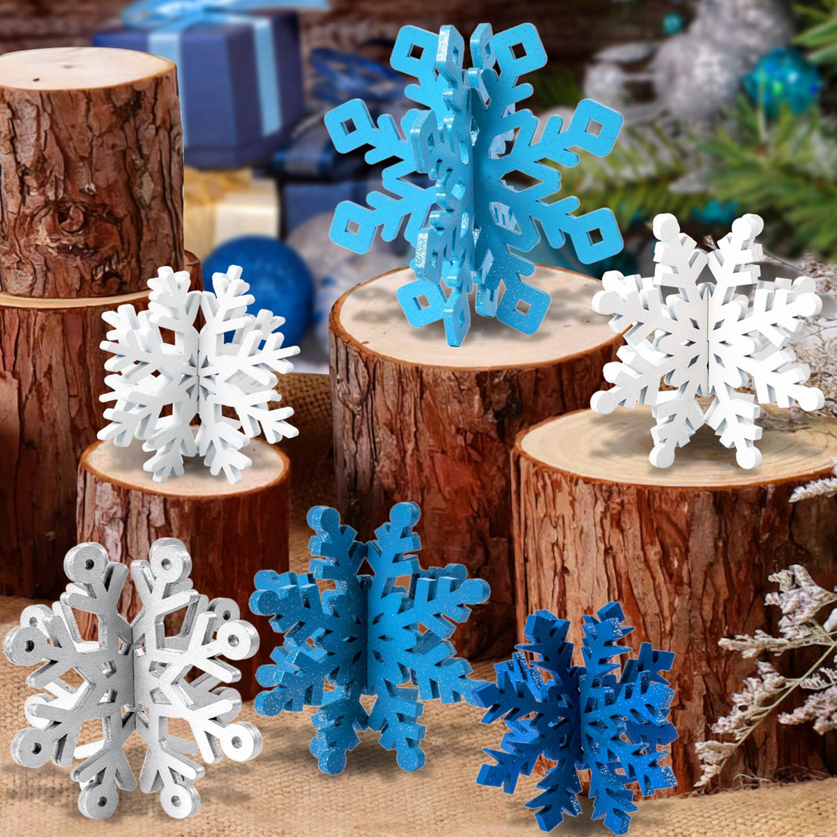 OuMuaMua snowflake centerpiece assembly shows easy 3D setup for festive tables.
