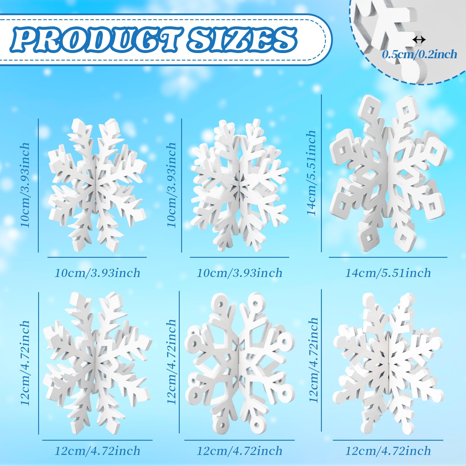 OuMuaMua snowflake wooden decor for indoor Christmas tables and party settings.