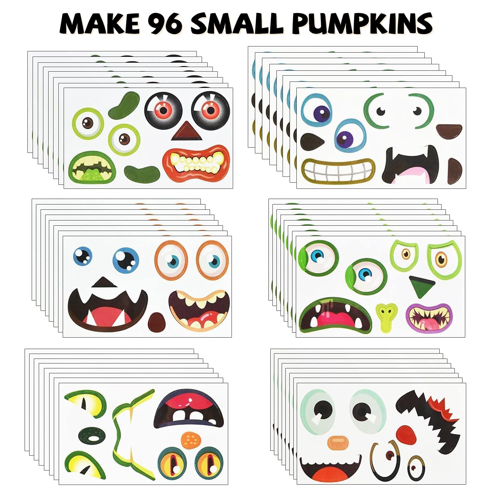 OuMuaMua pumpkin sticker face captures expressive characters for Halloween crafts.