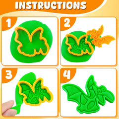 Oun Nana dinosaur molds support sensory dough play.