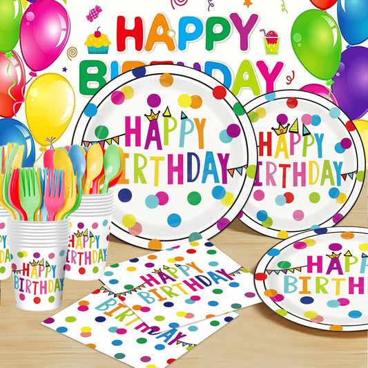 OUNIY birthday dessert plates with dot design for quick, festive servings.