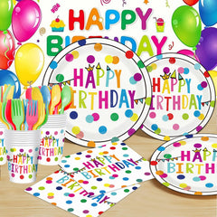 OUNIY birthday dessert plates with dot design for quick, festive servings.